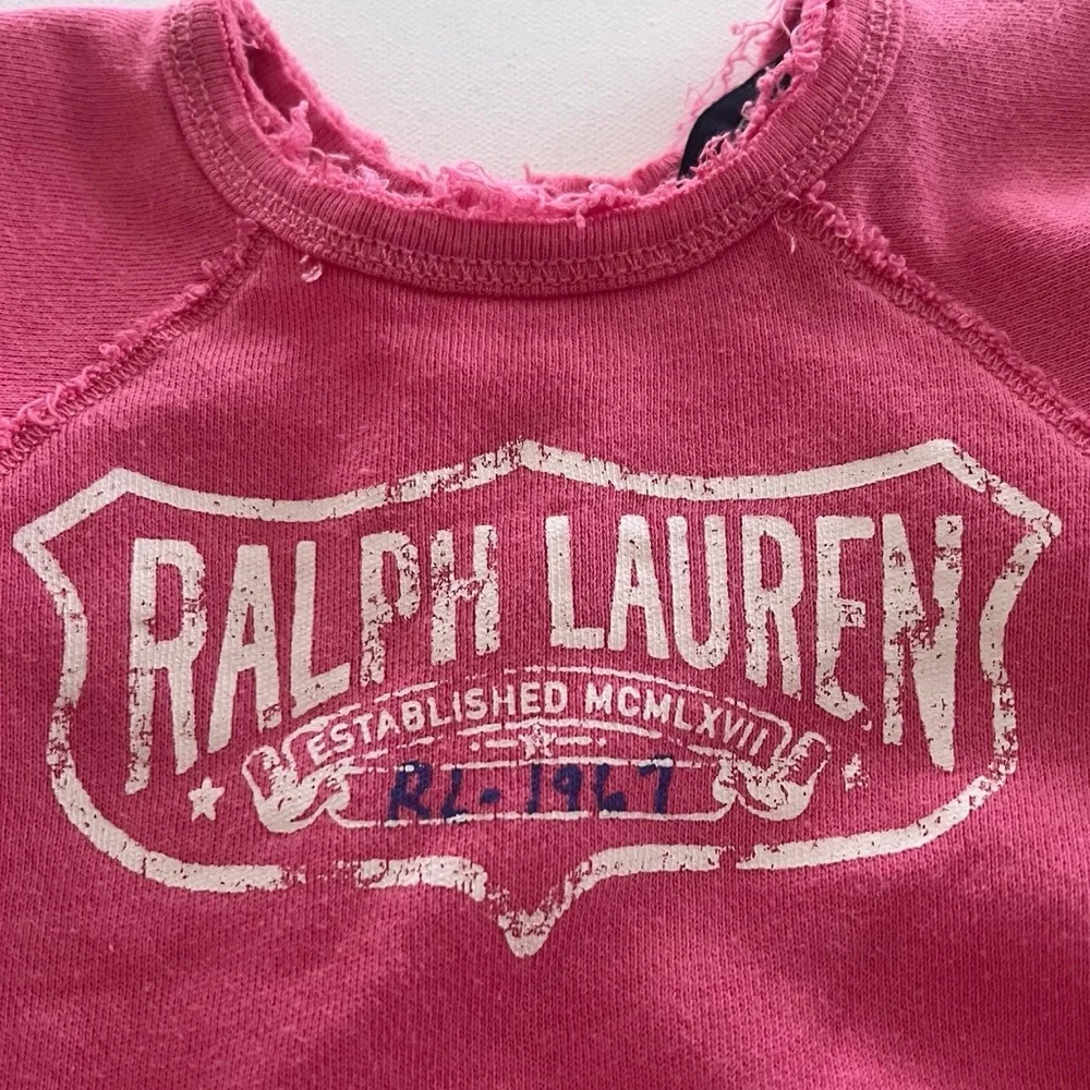 Ralph Lauren Baby Terry Knit Ruffle Sweatshirt Dress In Pink Size 9M